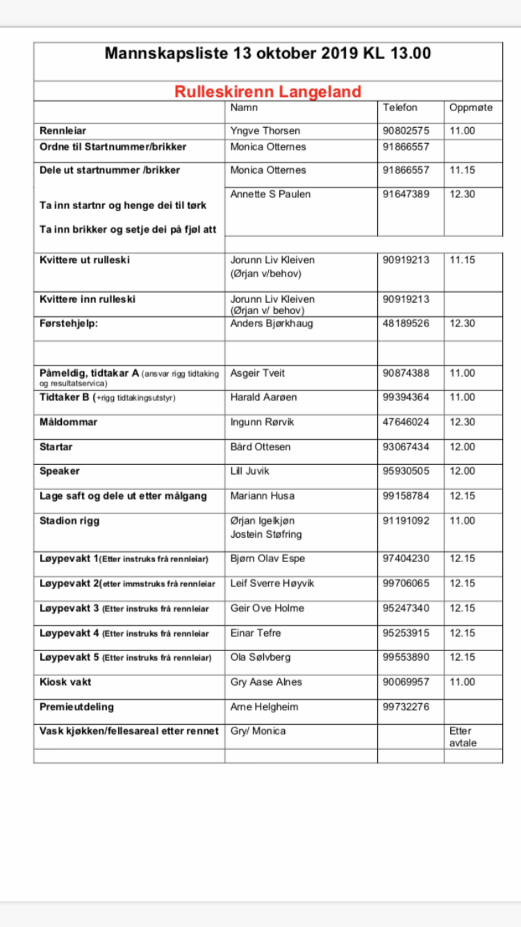 Dugnadsliste til Rulleskirennet 13/10-19