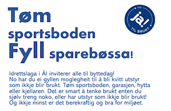 Byttedag sportsutstyr lørdag 6.noevneber