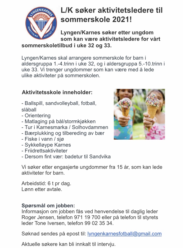 L/K søker aktivitetsledere i sommer