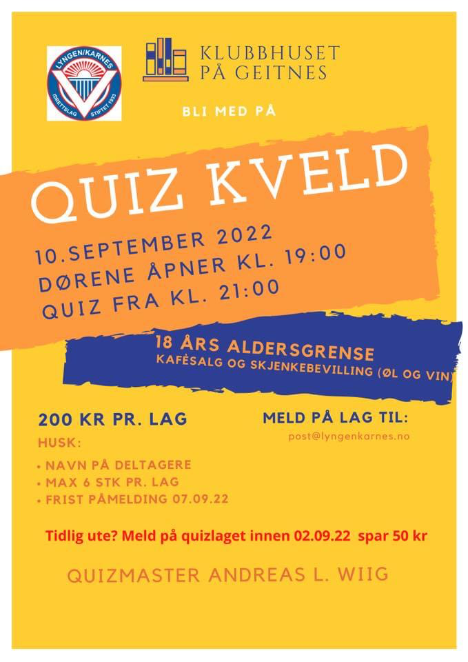 Meld på lag til quizkveld!