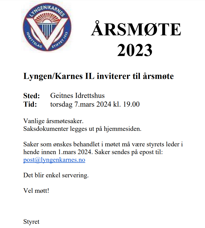 Viktig melding: Møt på Geitnes!