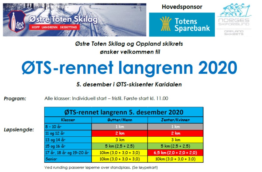 ØTS-rennet langrenn 5. desember er AVLYST