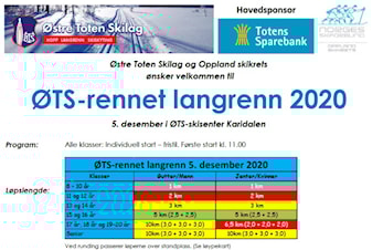 ØTS-rennet langrenn 5. desember er AVLYST