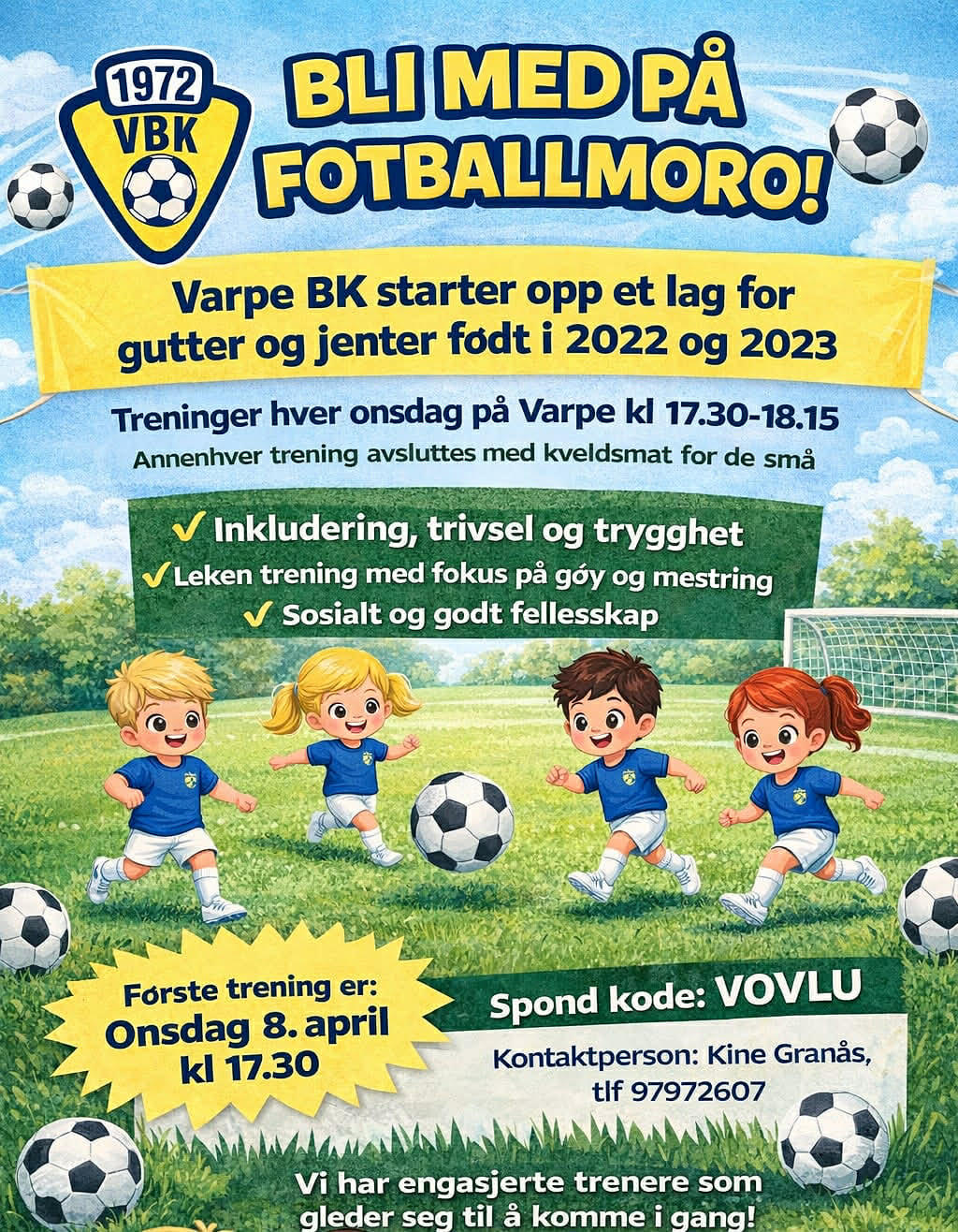 Vi starter opp lag for gutter og jenter født i 2022 og 2023