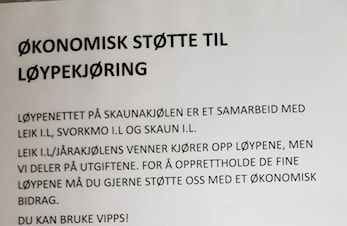 Vipps for å gi et økonomisk bidrag til løypekjøring