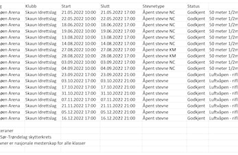 Terminliste for Skaun ILs sportsskyttere