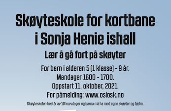 Påmelding til skøyteskole for kortbane i Sonja Henie Ishall er nå åpen