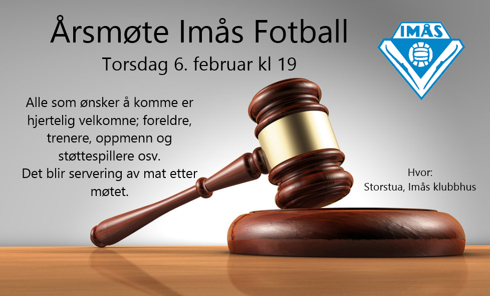 Velkommen til årsmøte i fotball, torsdag 6. februar kl 19!