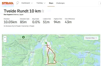 FINN TVEIDE RUNDT LØYPA SOM ETT SEGMENT PÅ STRAVA