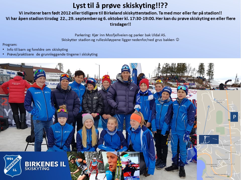 Skiskytterskolen 2020. Tirsdag 22, 29 september og tirsdag 6 oktober kl 17:30-19:00