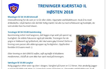 Treninger høsten 2018