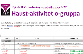 Haustsesongen i o-gruppa