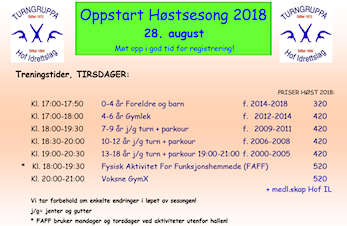 Oppstart - turngruppa