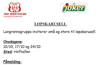 Onsdag 10.oktober er løpskarusellen tilbake