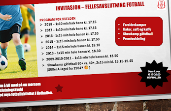 felles fotballavslutning 4 nov kl 1700-2000
