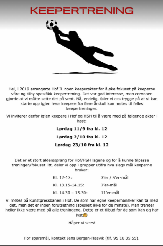 Keepertrening i Hof