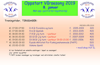 Møt opp i hallen på tirsdager og bli med ☺