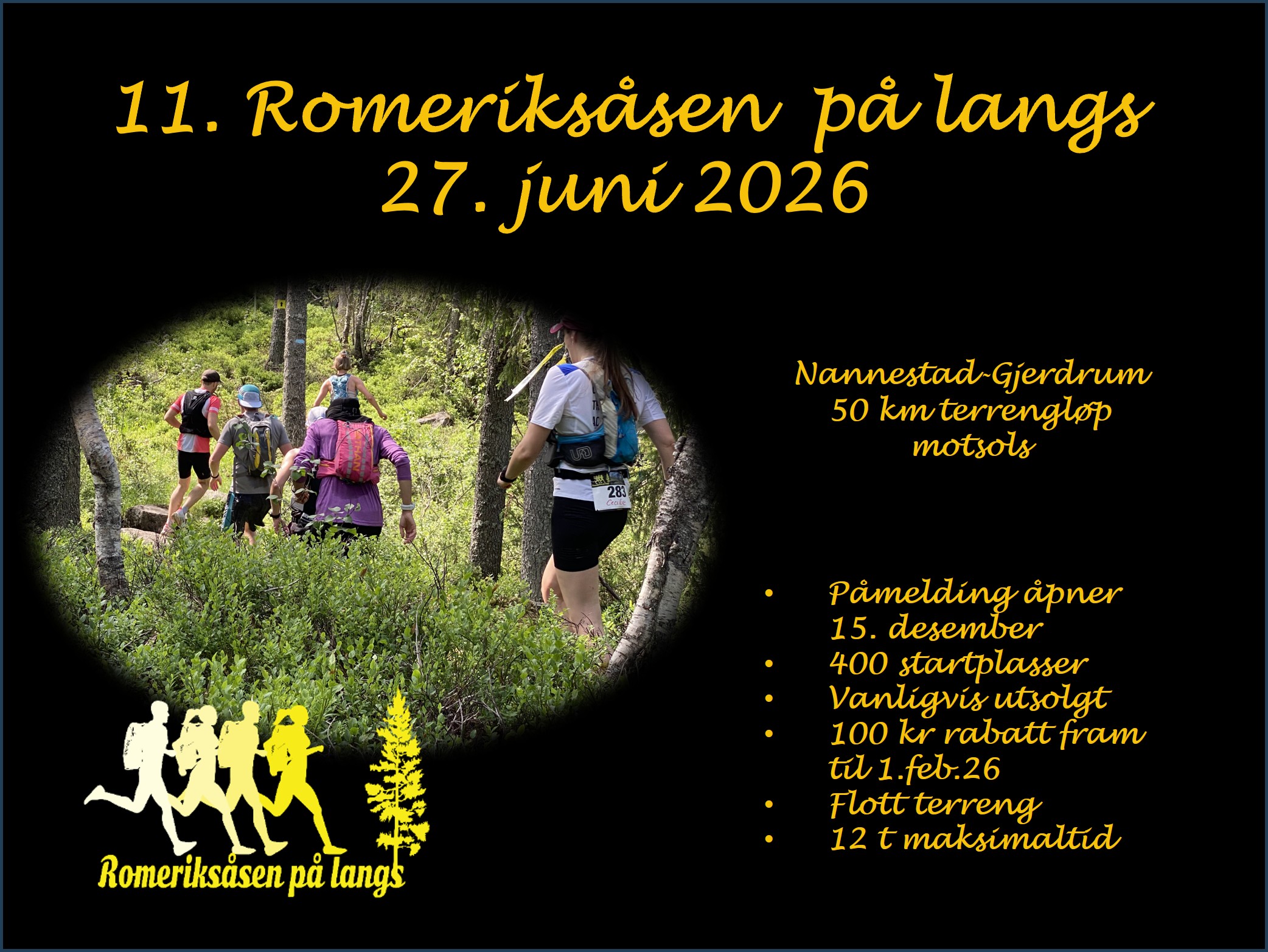 Påmeldingen til Romeriksåsen på langs 2026 åpner 15. desember kl. 09:00