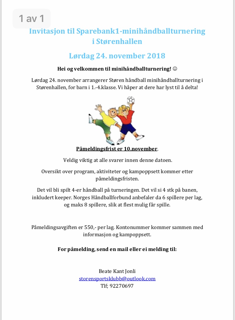 Invitasjon minihåndballturnering