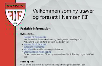 Info til nye utøvere med foresatte