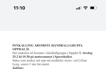 Årsmøte Oppdal Il Håndball