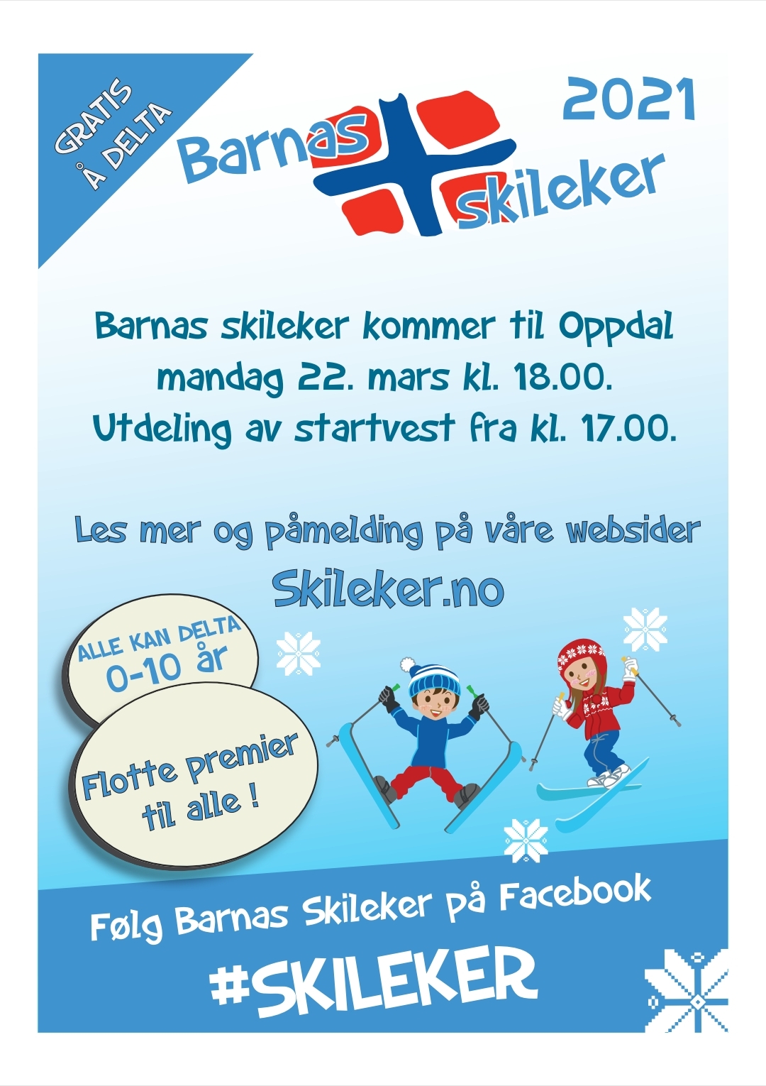 Barnas skileker kommer til Kåsen mandag 22.mars ⛷