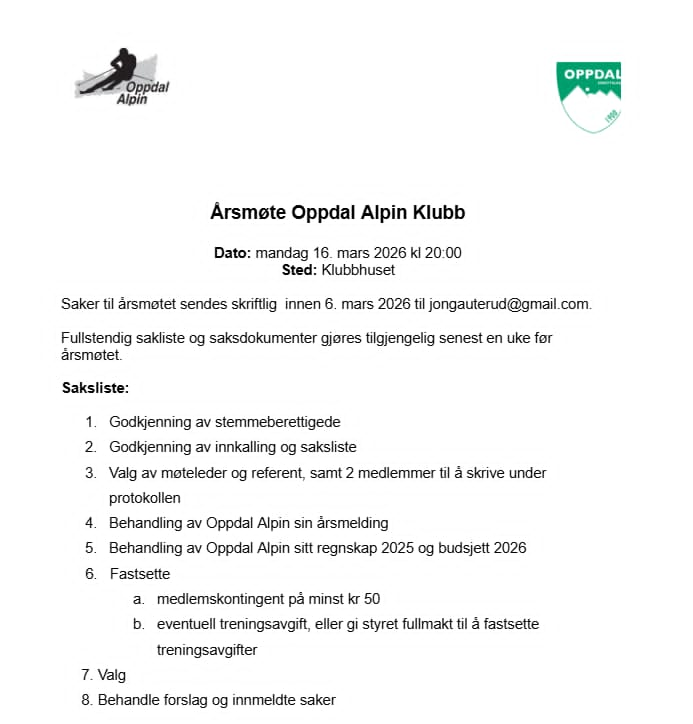 Årsmøte 16. mars