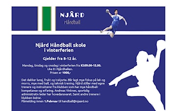 Njård Håndball skole i vinterferien 2019