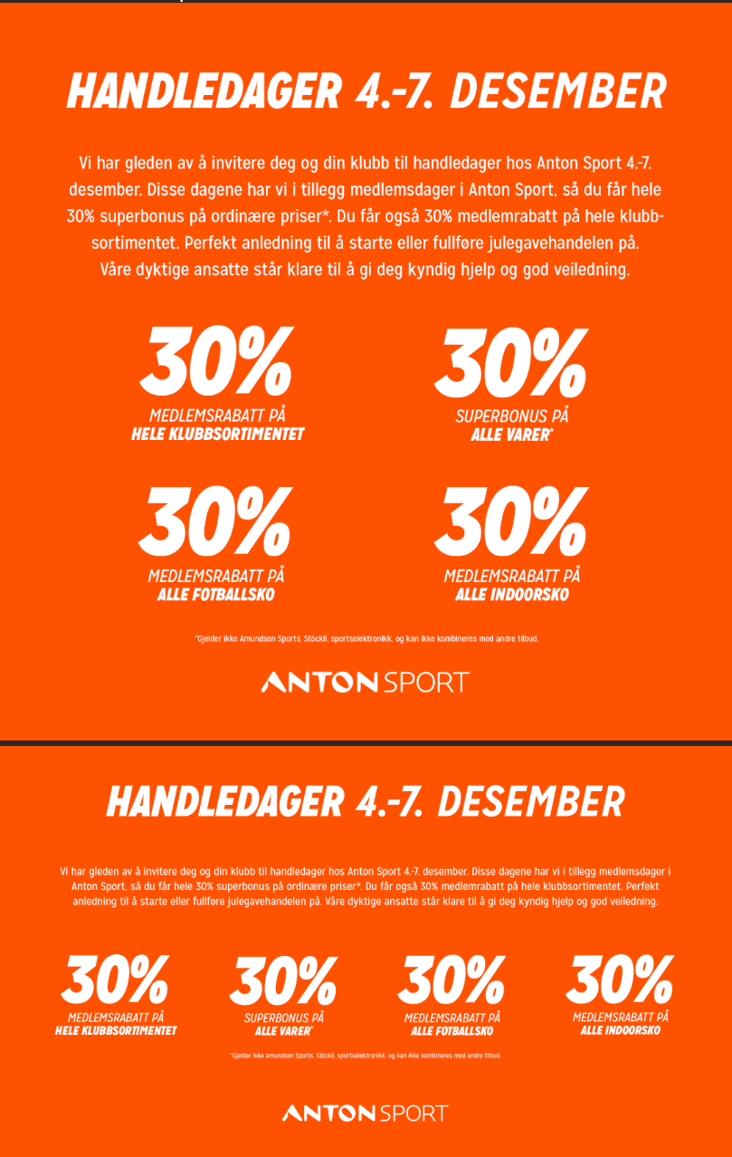 Suppler garderoben med Njård-klubbtøy – 30 % medlemsrabatt hos Anton Sport!