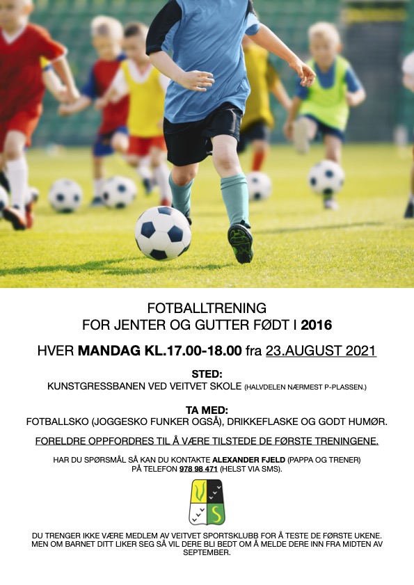 Oppstart fotball for barn født i 2016!