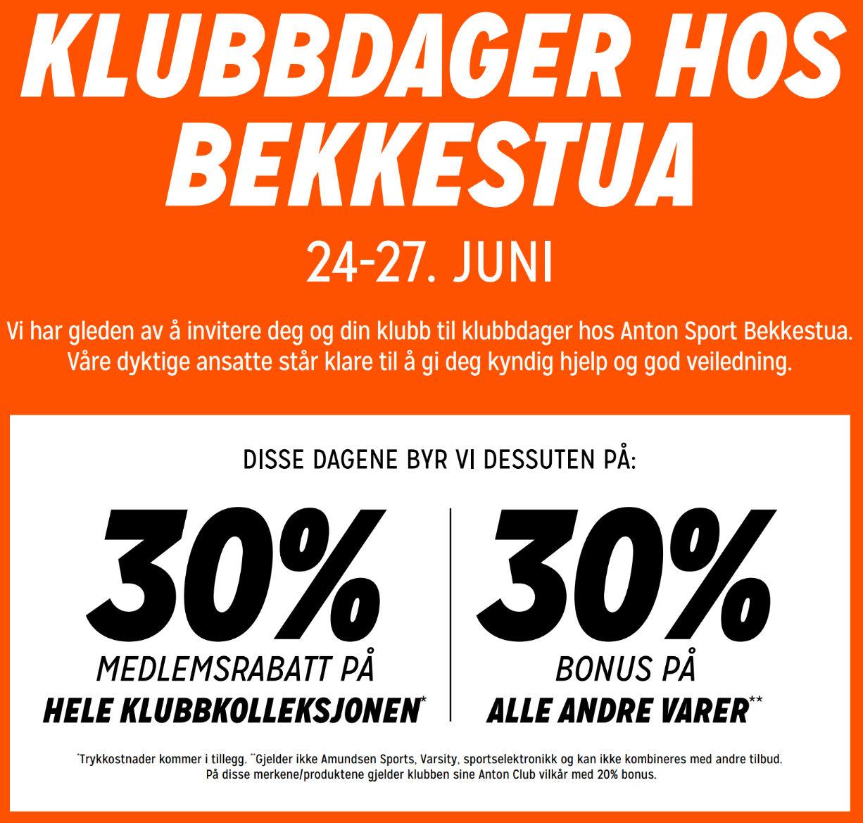 Velkommen til klubbdager hos Anton Sport Bekkestua
