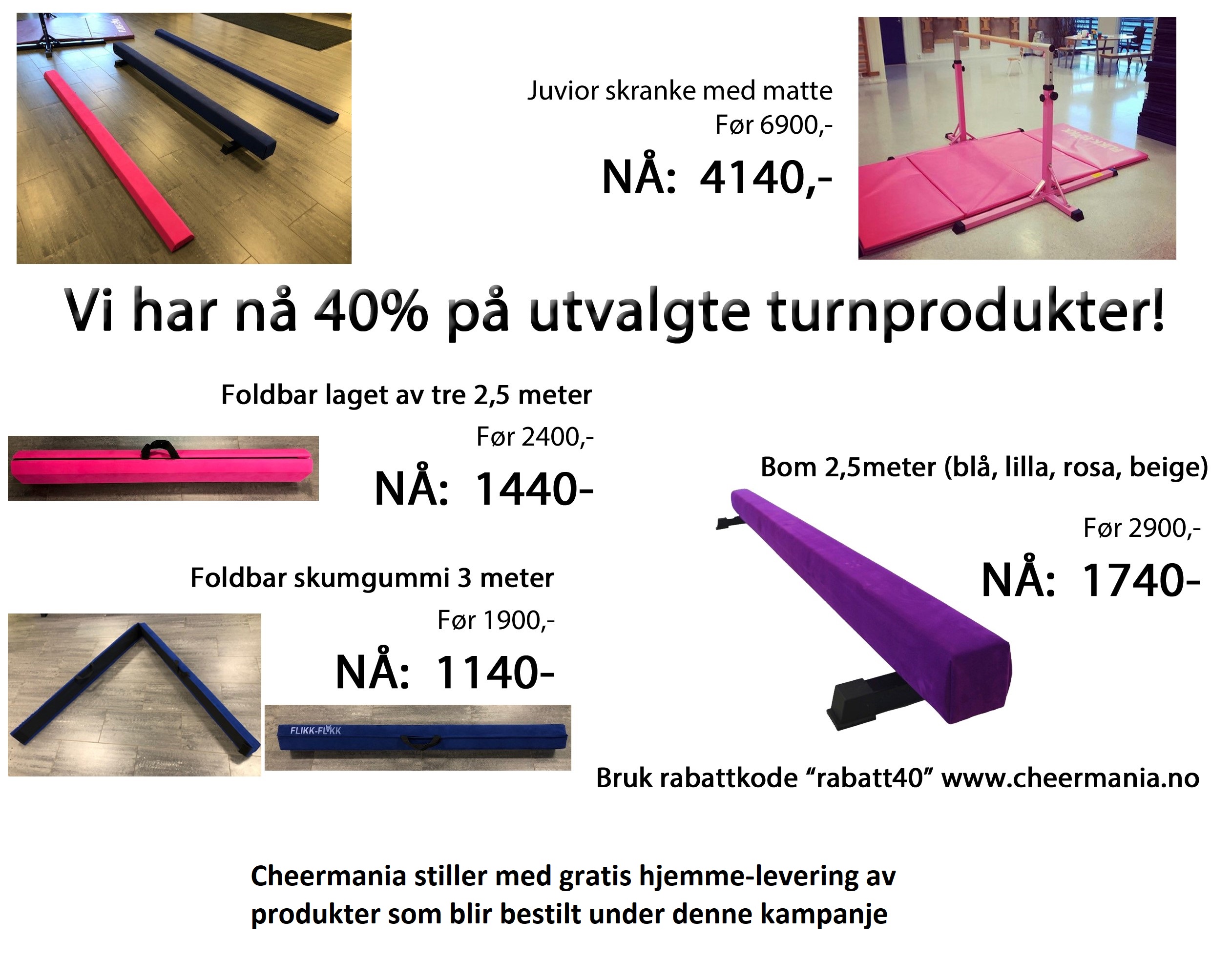 Få supre tilbud fra vår samarbeidspartner Cheermania - 40%!!!!