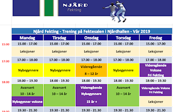 Treningsoppsett og oppstart  for 2019 klart - lite endringer, kom som vanlig!