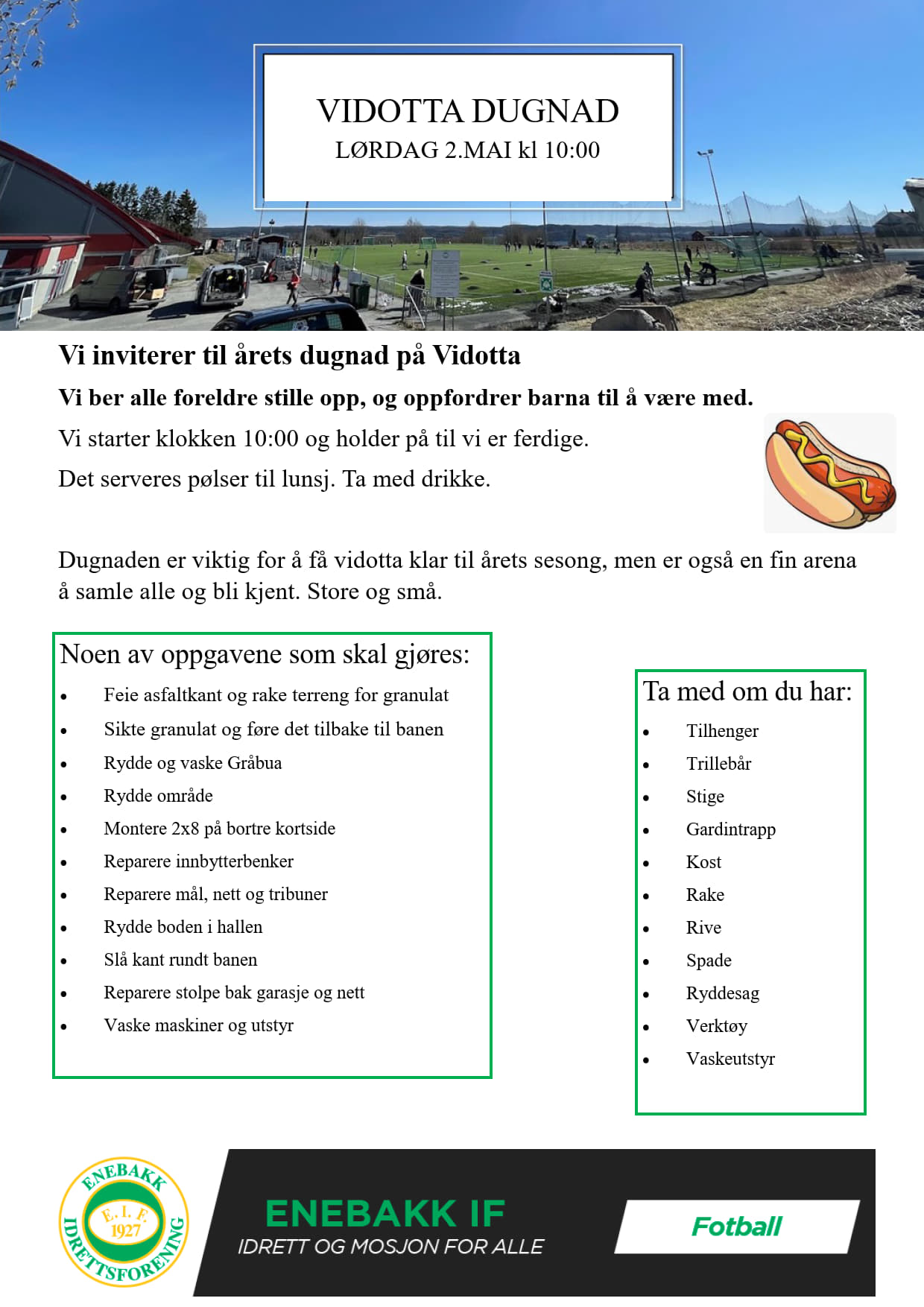 Vårdugnad 2. mai kl 10.00 på Vidotta