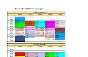 Treningstider 2022/2023