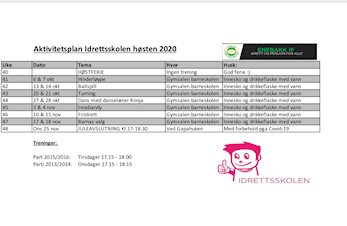 Aktivitetsplan høsten 2020