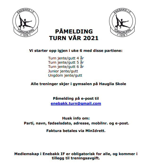Påmelding vår 2021