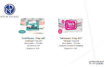 ÅRETS DUGNAD I STALLEN : SALG AV TOALETTPAPIR OG TØRKEPAPIR