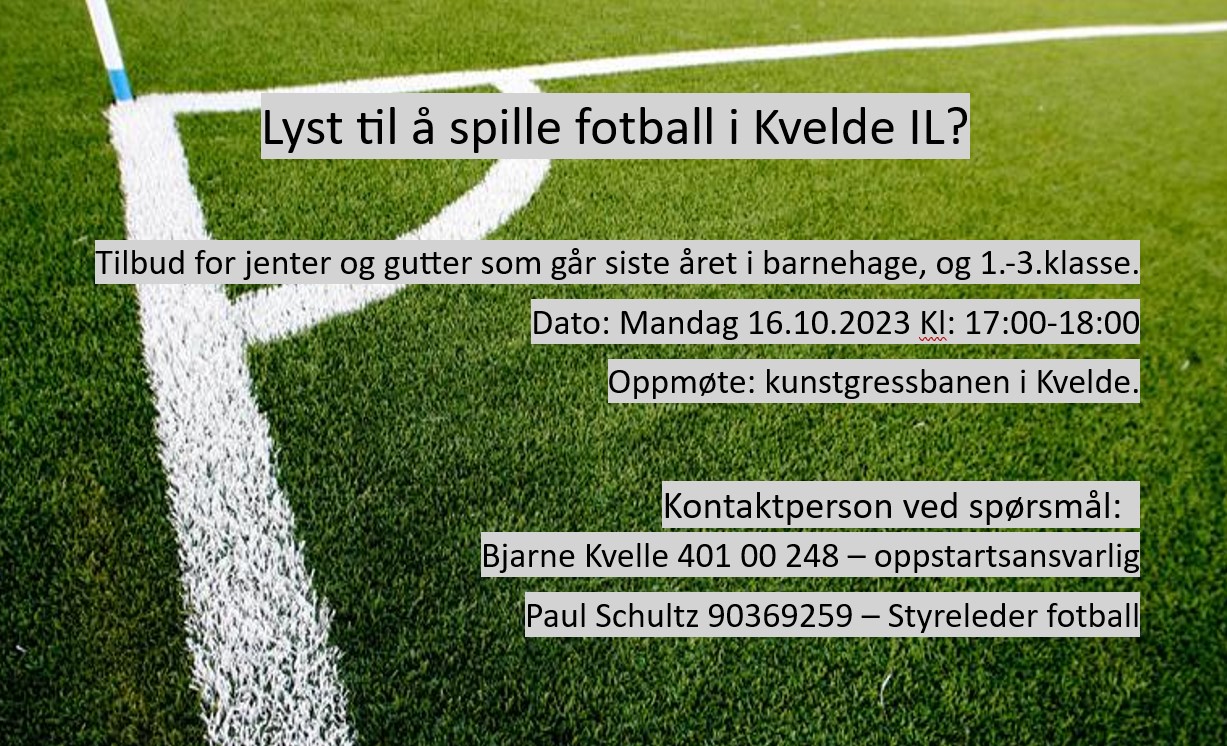 Oppstart nye fotballag 16.10 kl 17-18