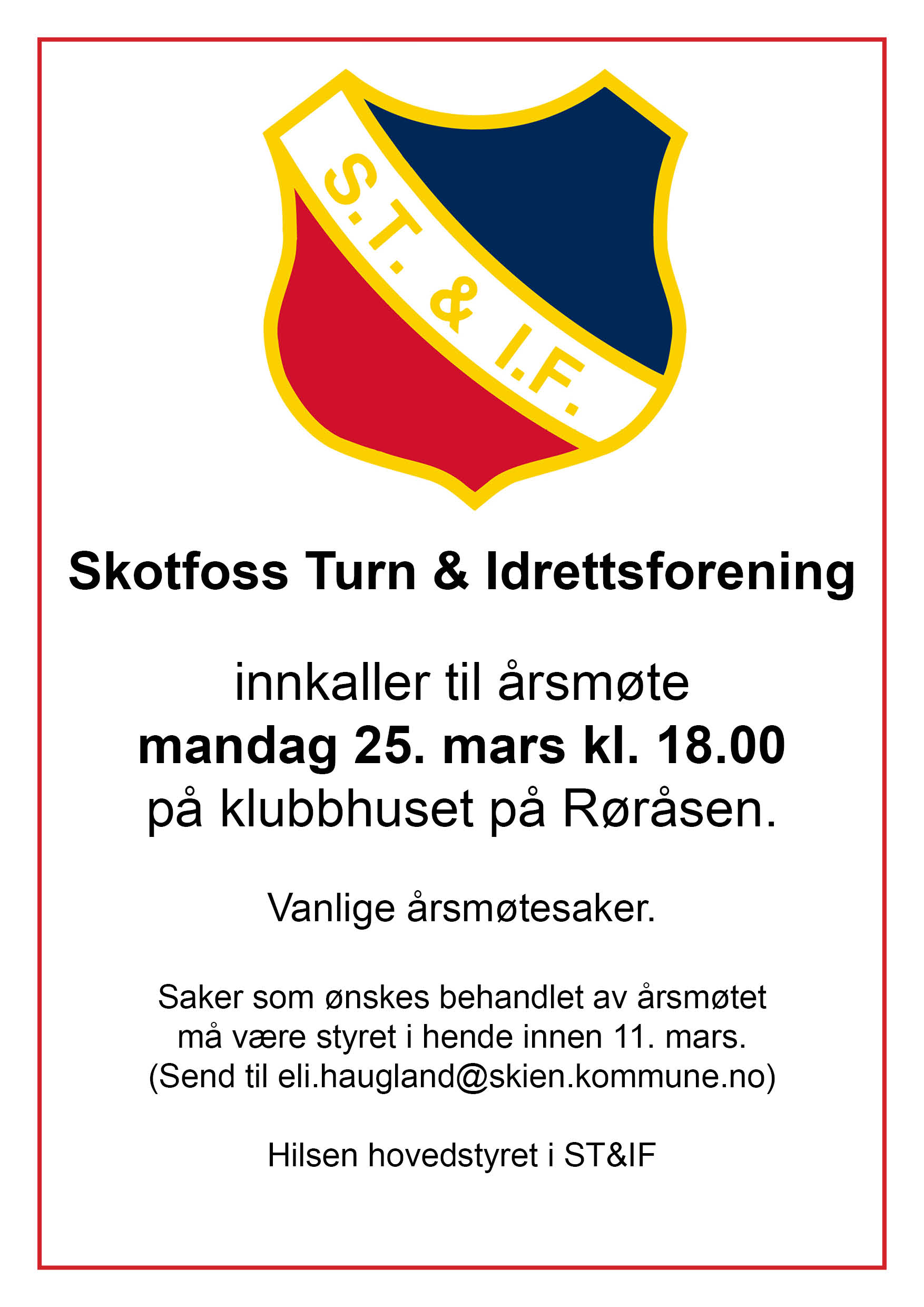 Innkalling til årsmøte 2019