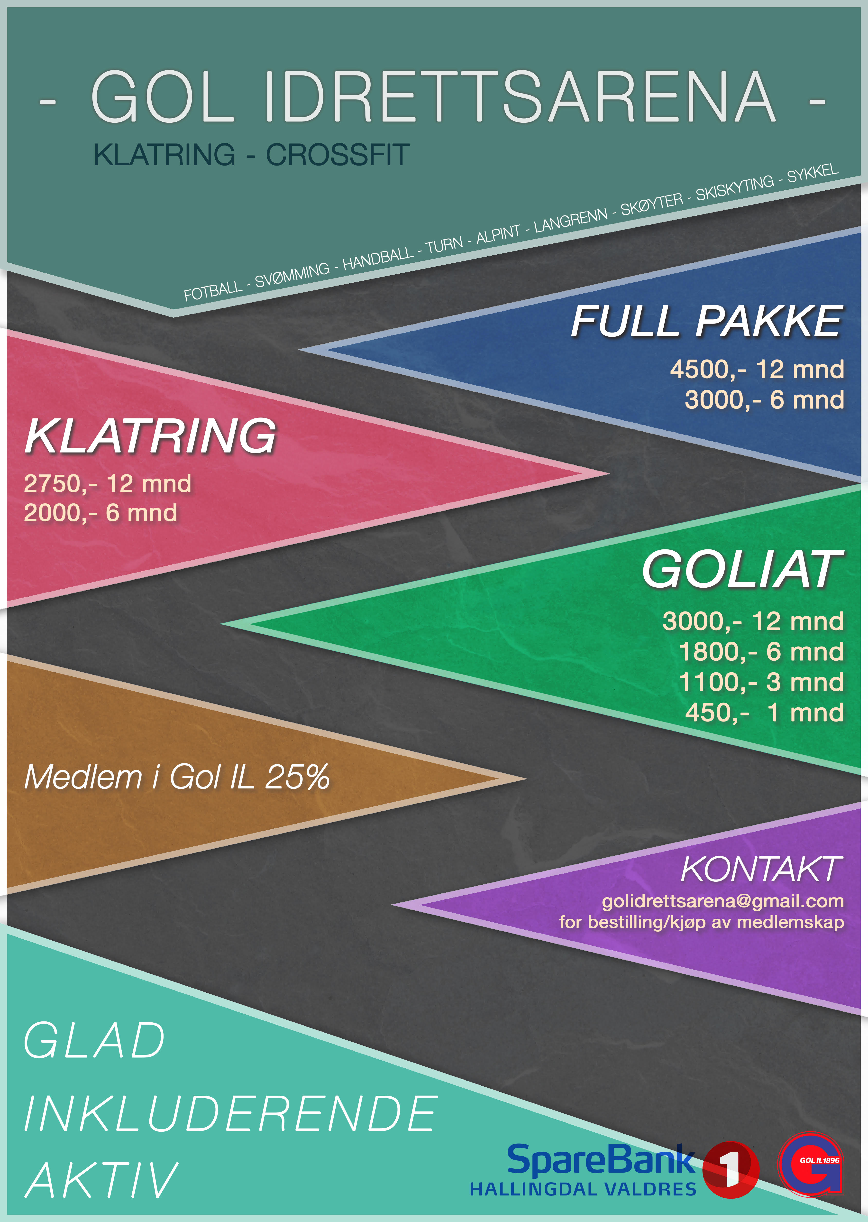 Priser og åpningstider Gol Idrettsarena