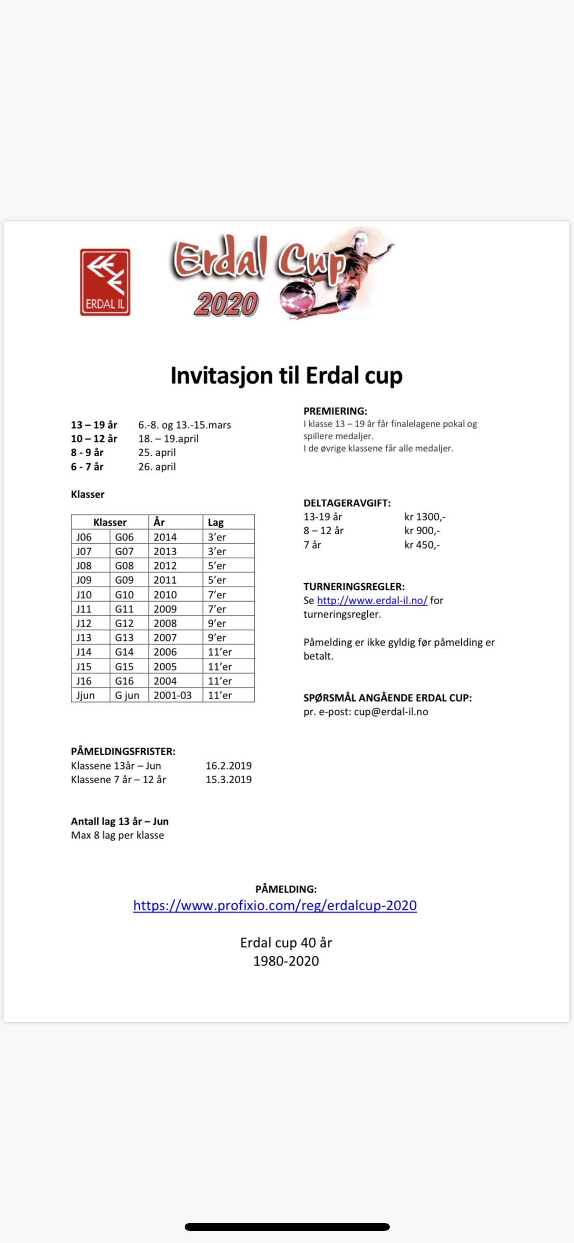 Erdal Cup 40 år!!