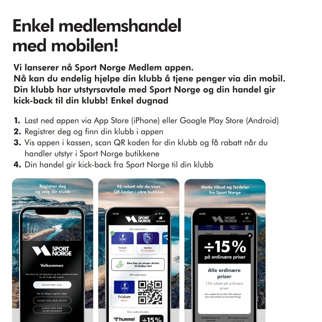 Sport Norge lanserer APP for medlemmene i klubben