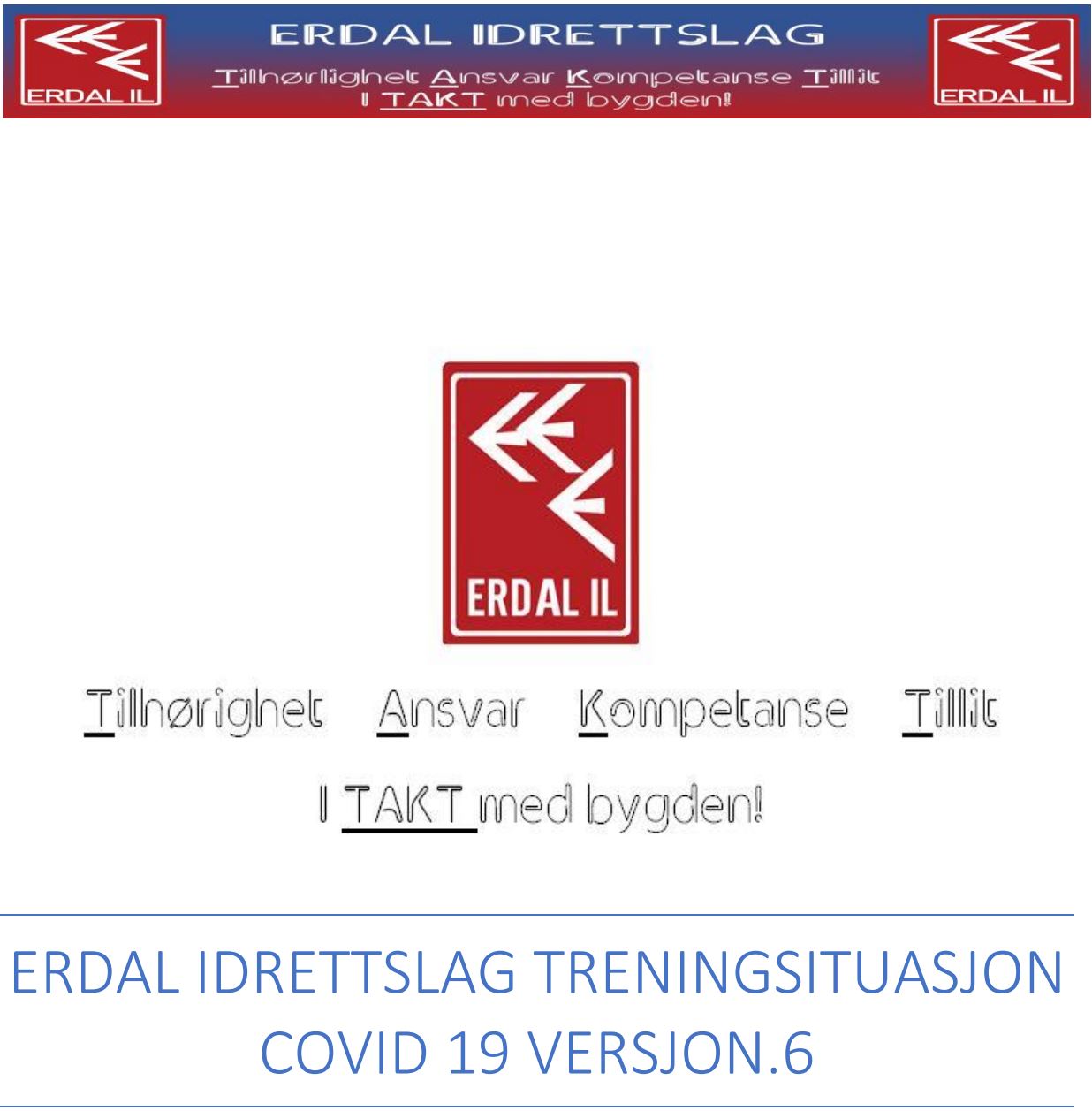 Erdal IL - Retningslinjer Covid 19 Versjon 6