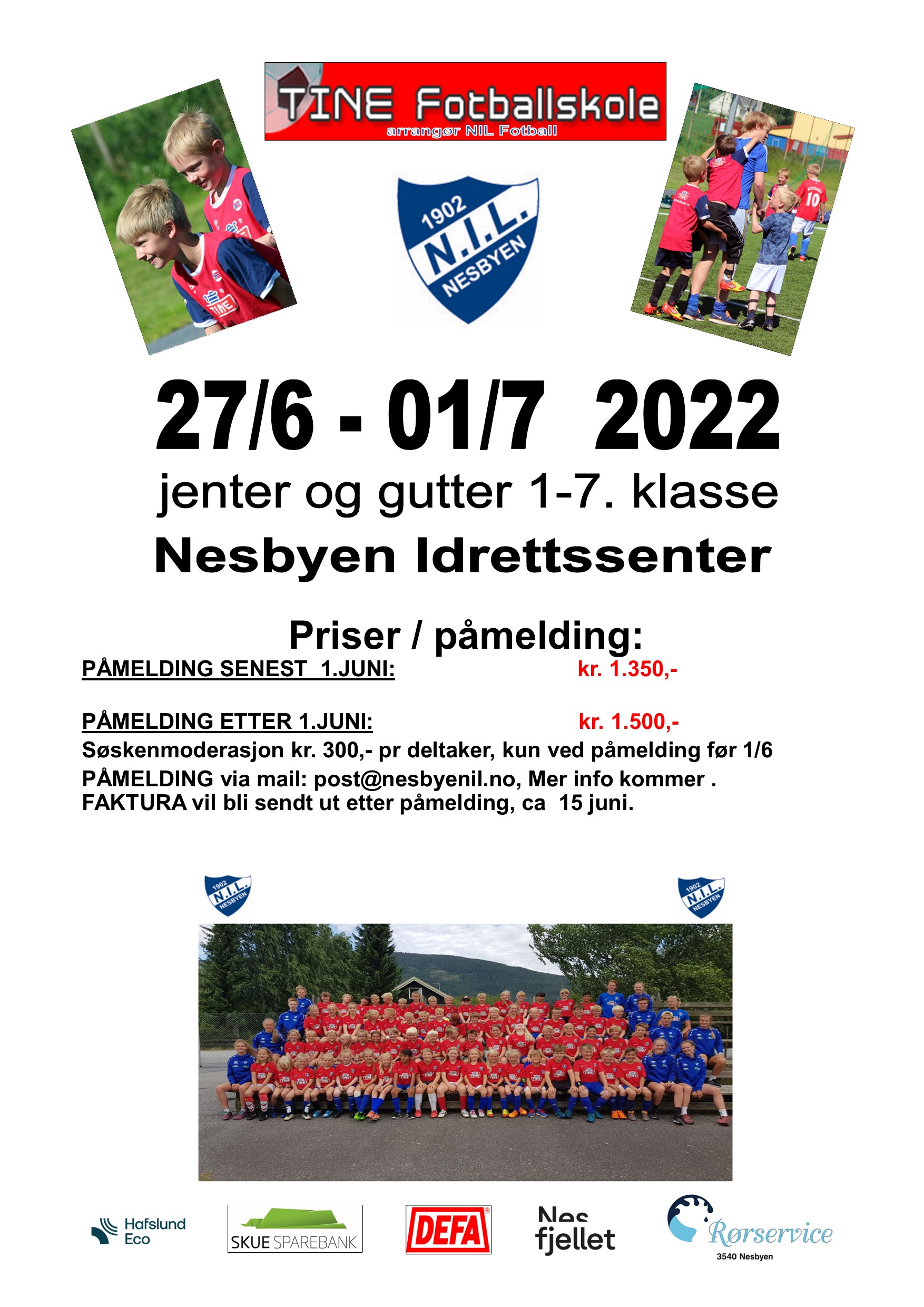 Fotballskolen 2022 - 27 Juni - 01 Juli åpen for påmelding
