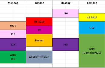 Treningstider Aurskoghallen sesongen 2021/22