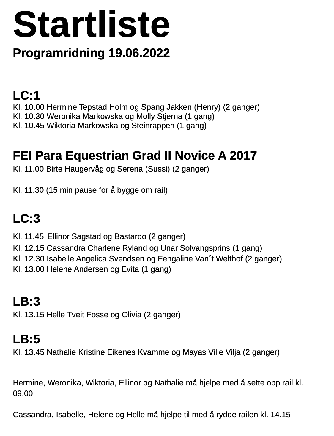 Tider til programridning på søndag