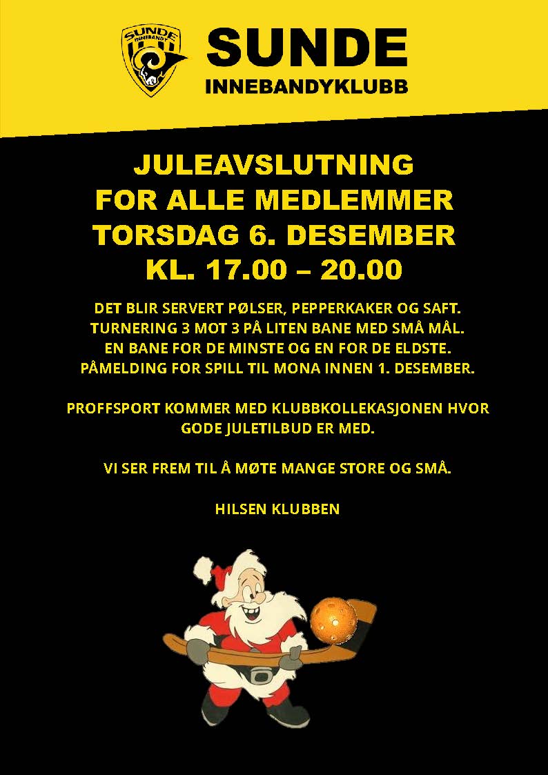 Velkommen til juleavslutning torsdag 6. desember 2018