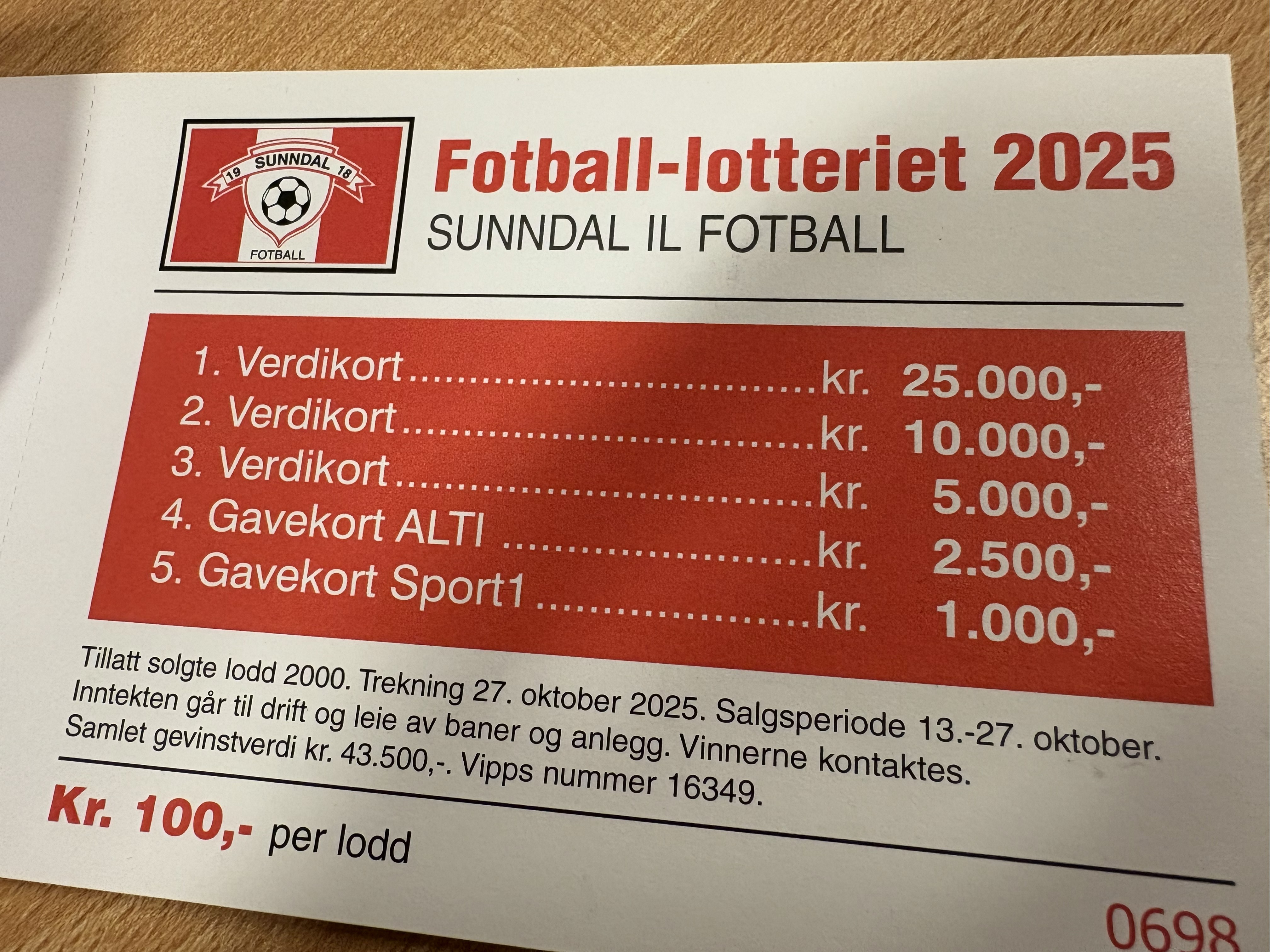 Vinnere Fotballotteriet 2025