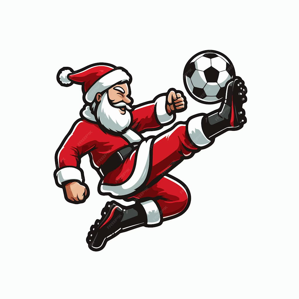 Cartoon Caricature Santa Claus Playing Soccer on the Snow Stock ...